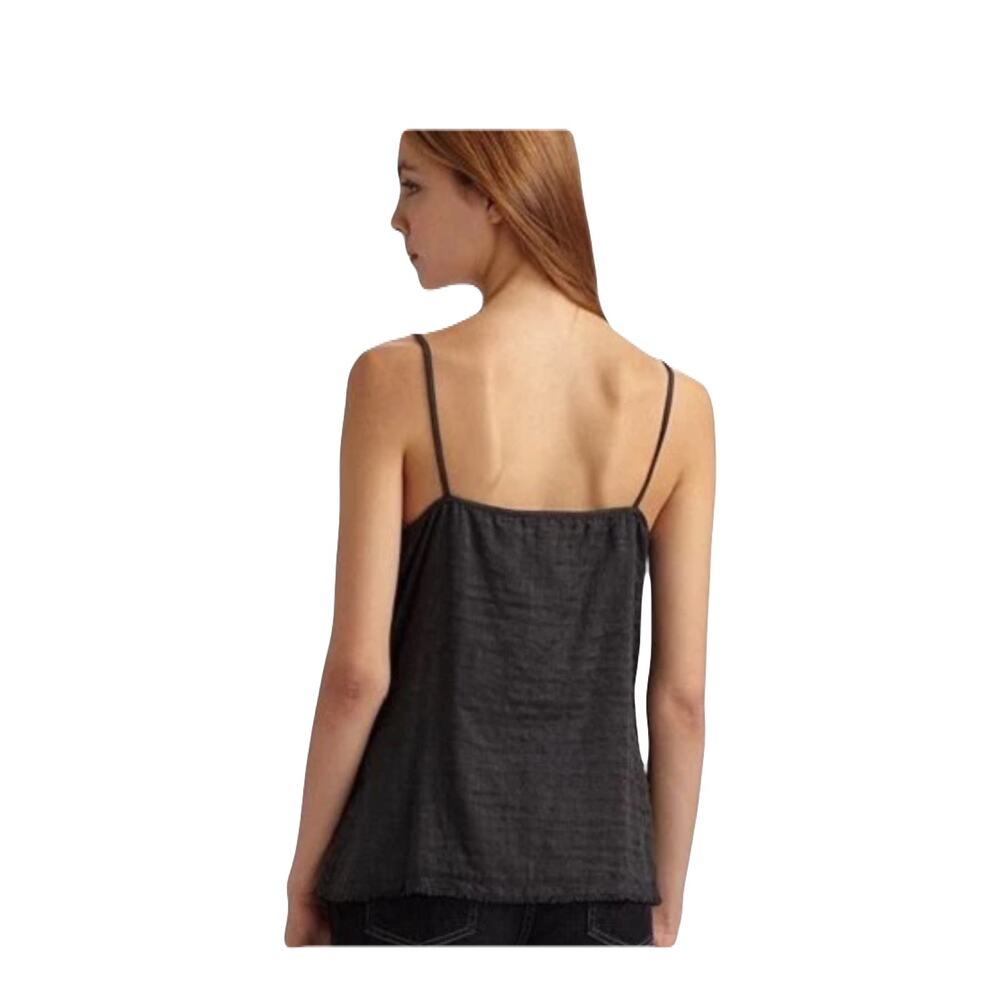 Eileen Fisher CHARCOAL Wool Blend Cami w/shirring Medium. Raw edge hem . - Picture 2 of 7